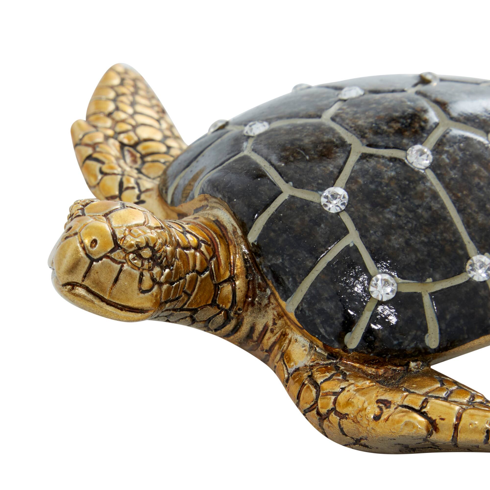 5" Brown Polystone Coastal Turtle Sculpture Set